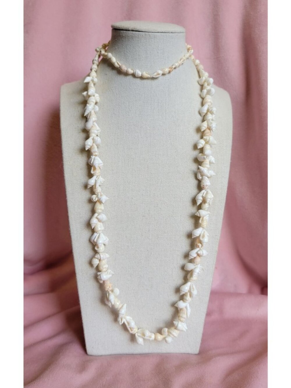 Vintage Real Graduated Seashell Beach Ocean Hawaii Theme Long Necklace N1F